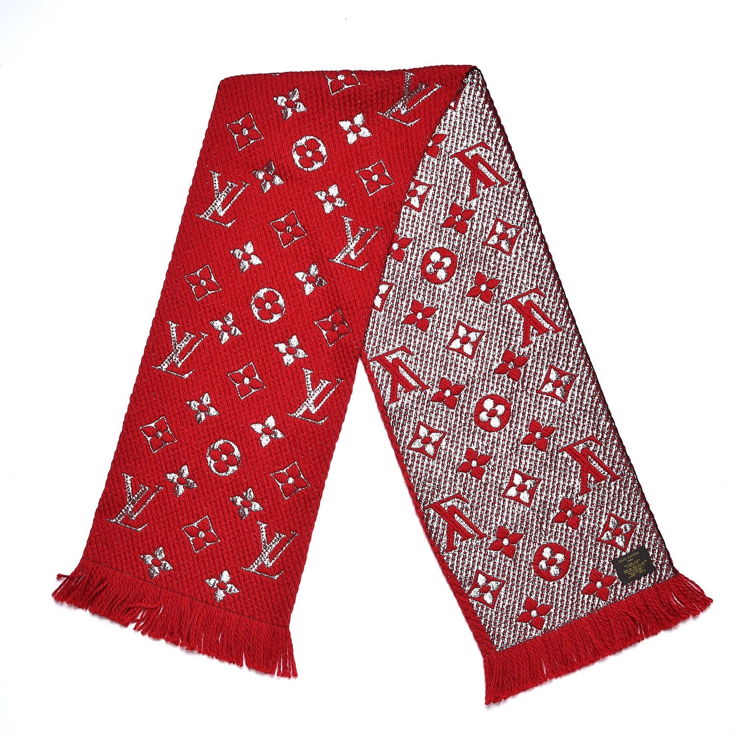 Louis Vuitton Wool Silk Logomania Shine Scarf Rubis 3 of 4
