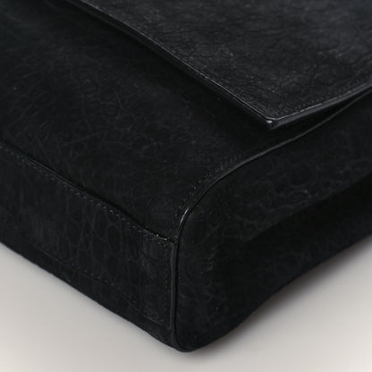 Saint Laurent Calfskin Crocodile Embossed Suede Medium Reversible Monogram Kate Satchel Black Navy 13 of 14