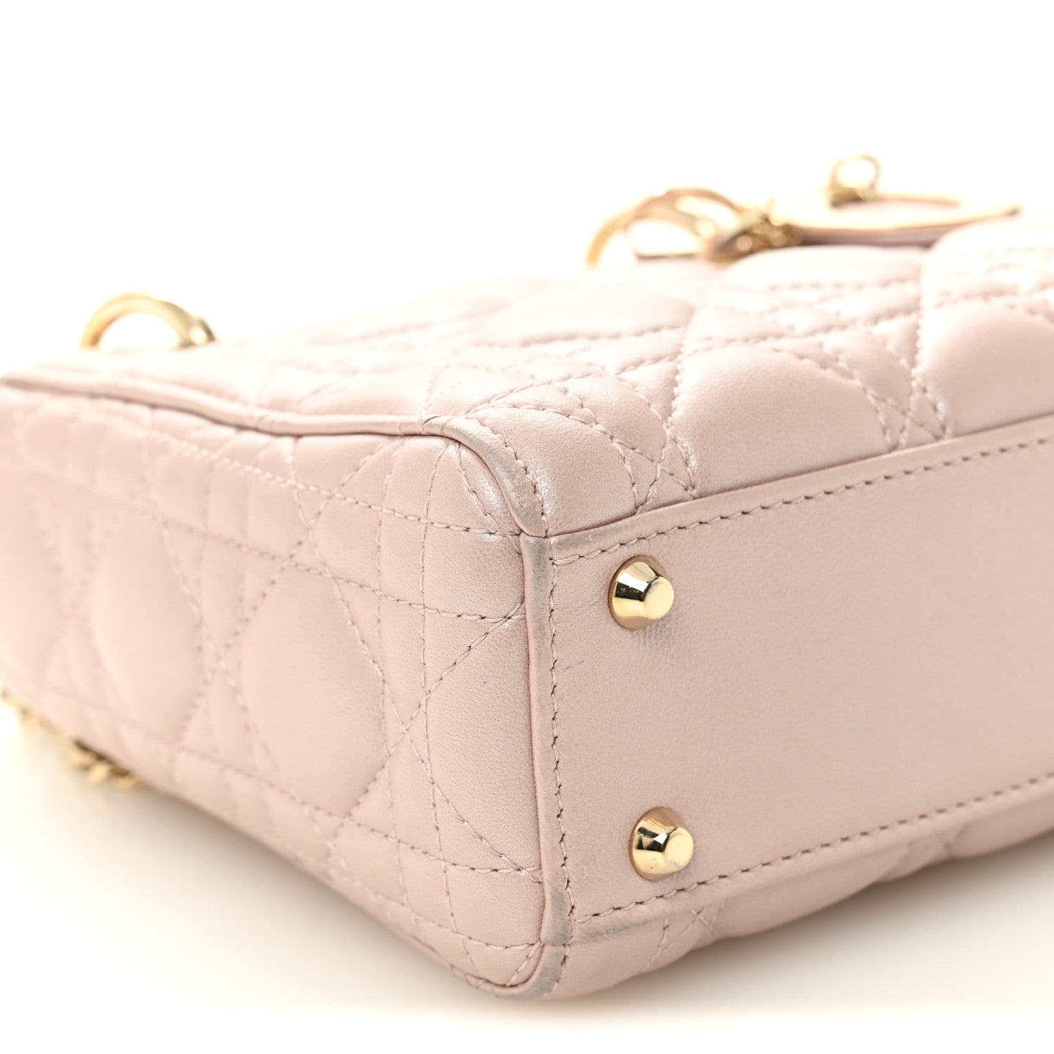 Christian Dior Metallic Lambskin Cannage Mini Lady Dior Lotus 9 of 10