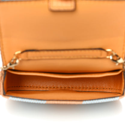 Fendi Raffia Pequin Gingham Woven Nano Baguette Charm Giallo Celeste 4 of 9