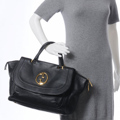 Gucci Pebbled Calfskin Medium 1973 Top Handle Satchel Black 2 of 7