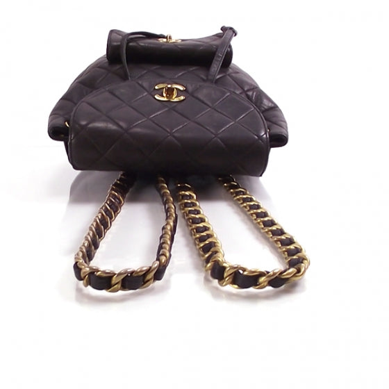 Lambskin Drawstring Backpack Black