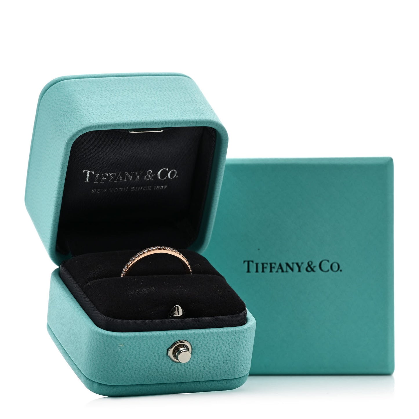 18K Rose Gold Diamond .17ctw Half Circle Soleste Band Ring 54 7