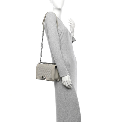Chanel Iridescent Caviar Quilted Medium Boy Flap Light Grey 2 of 14