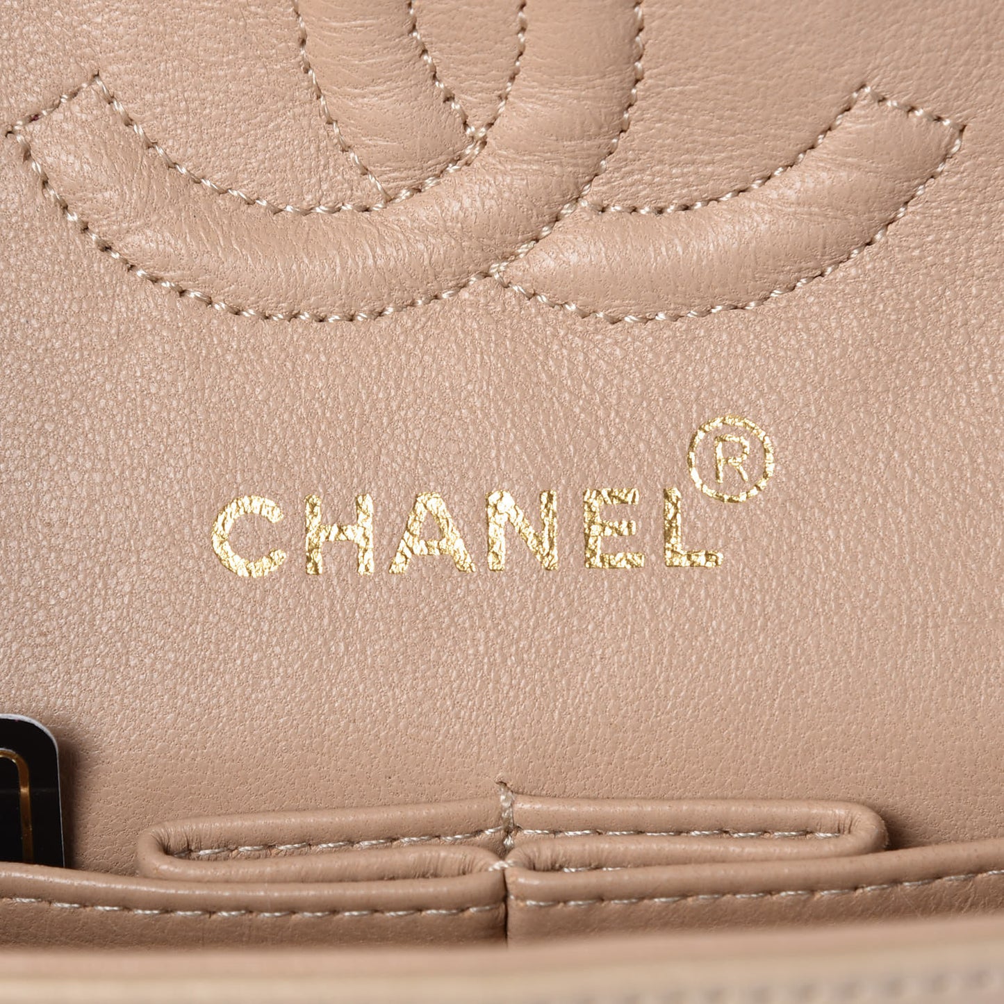 Lambskin Quilted Small Double Flap Beige