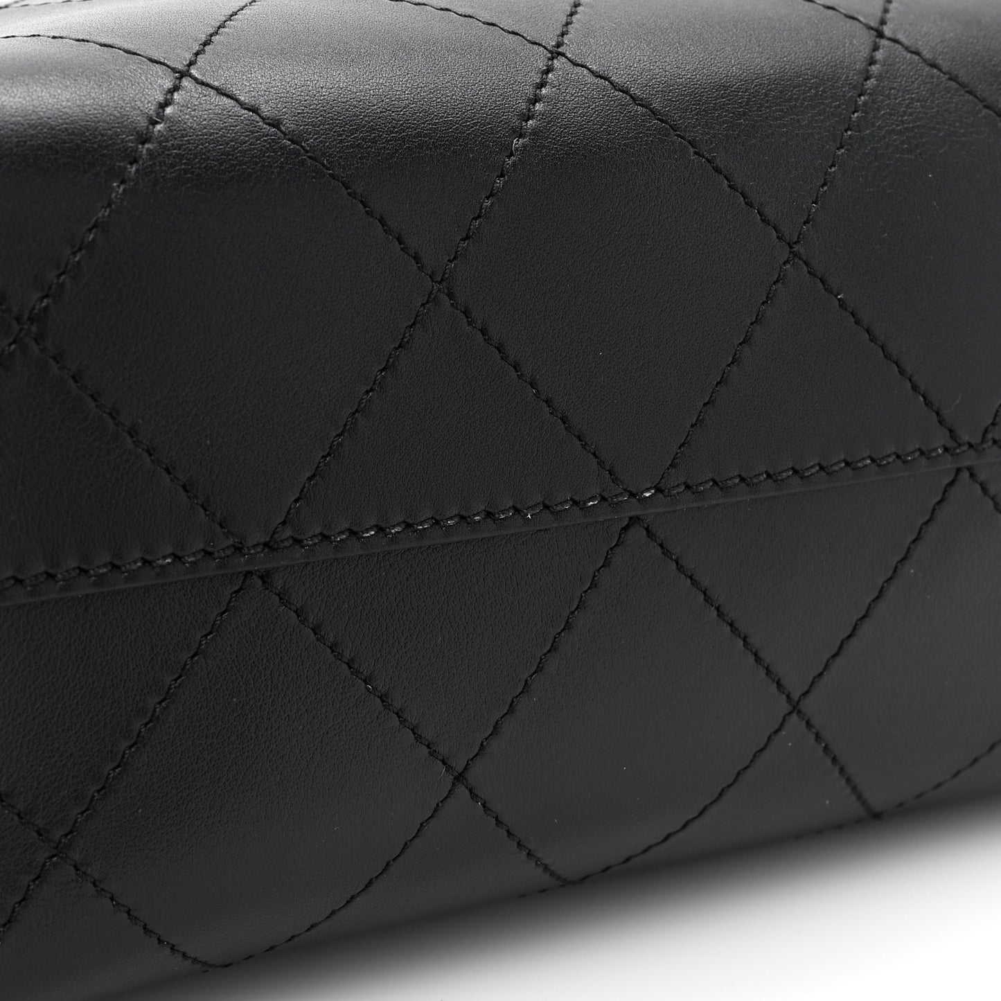 Calfskin Stitched Large Shopping Tote Black