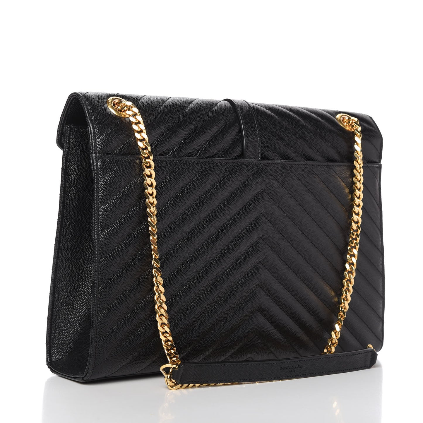 Grain De Poudre Matelasse Chevron Large Monogram Satchel Black