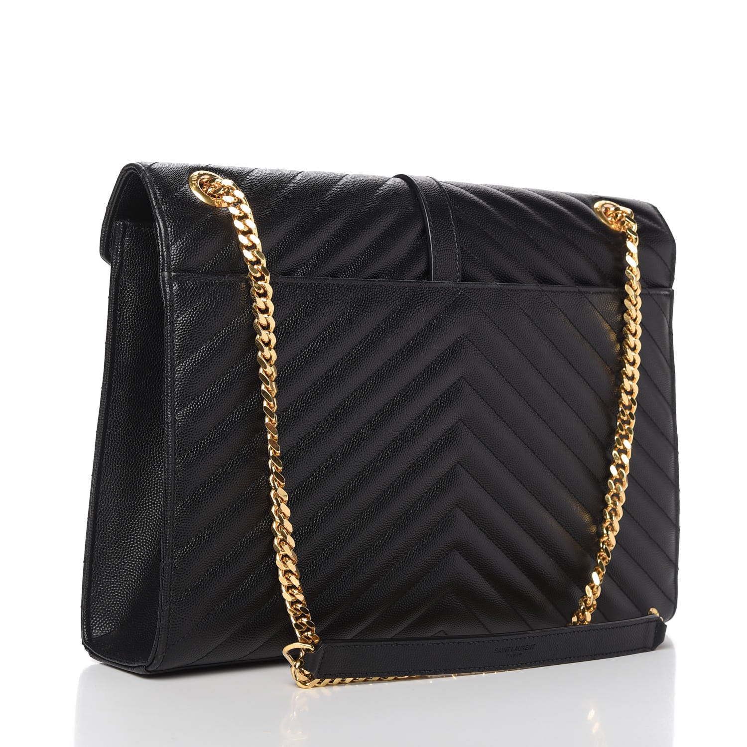 Saint Laurent Grain De Poudre Matelasse Chevron Large Monogram Satchel Black 2 of 9