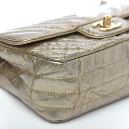 Chanel Patent Metallic Crumpled Calfskin Chevron Quilted Mini Rectangular Flap Gold 8 of 13
