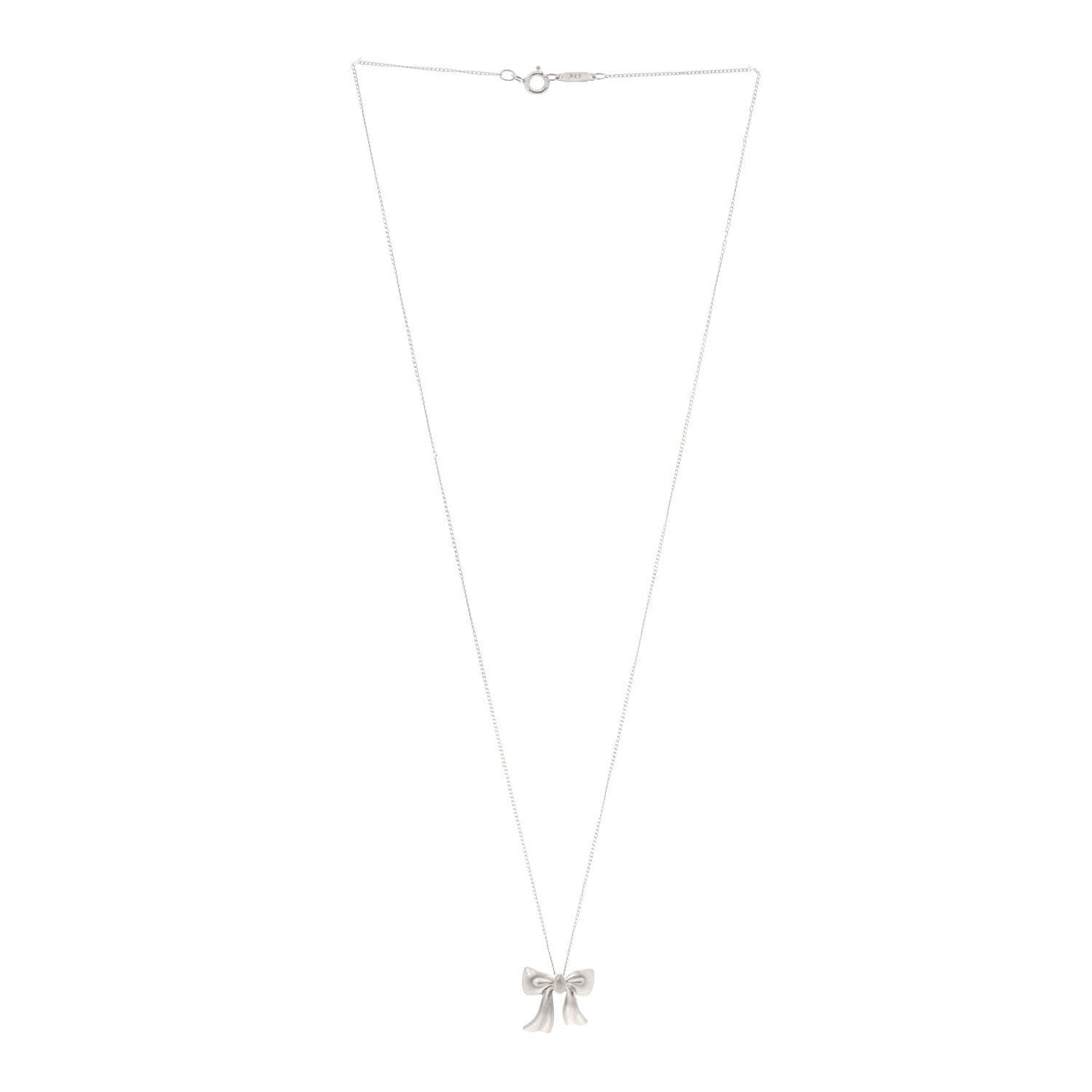 Sterling Silver Small Ribbon Pendant Necklace