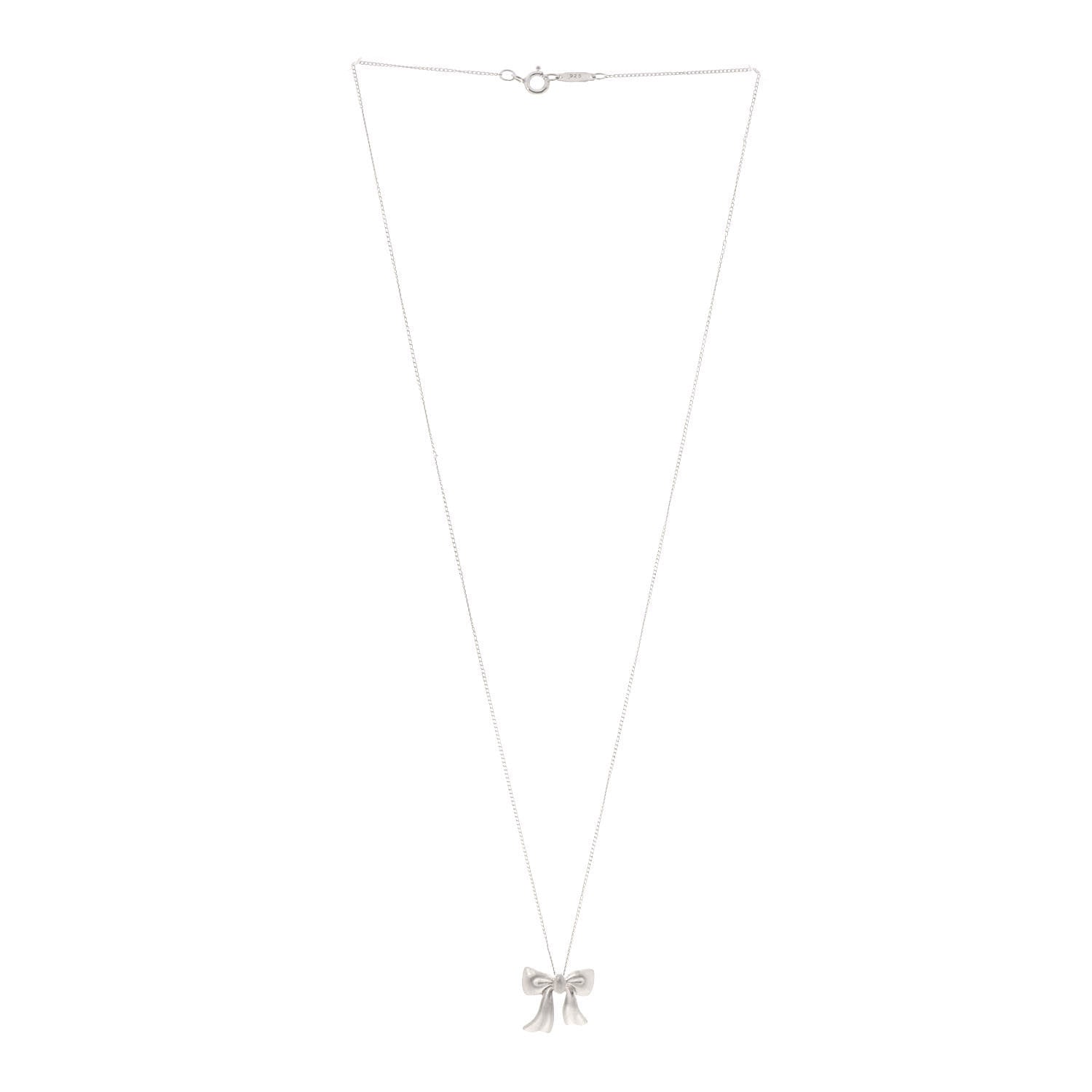 Tiffany Sterling Silver Small Ribbon Pendant Necklace 3 of 7