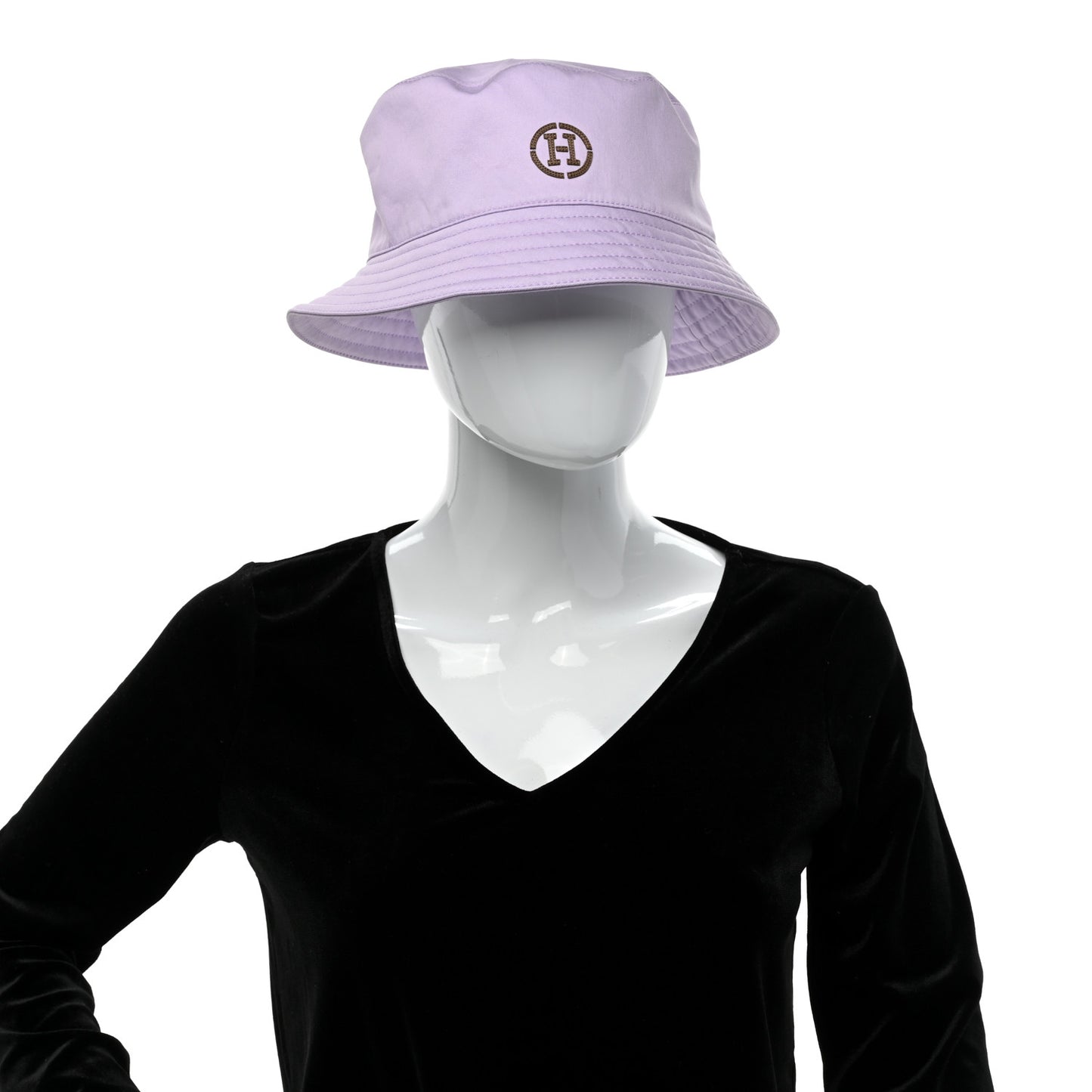 Stretch Cotton Twill Lambskin Fred H Circle Bucket Hat 59 Lilas