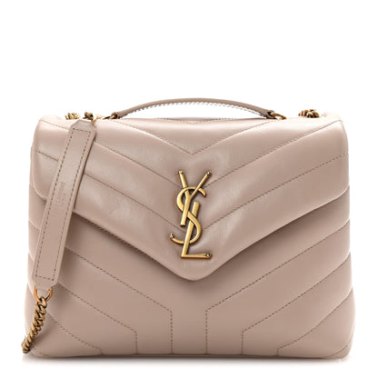 Saint Laurent Calfskin Y Quilted Monogram Small Loulou Chain Satchel Dark Beige 1 of 9