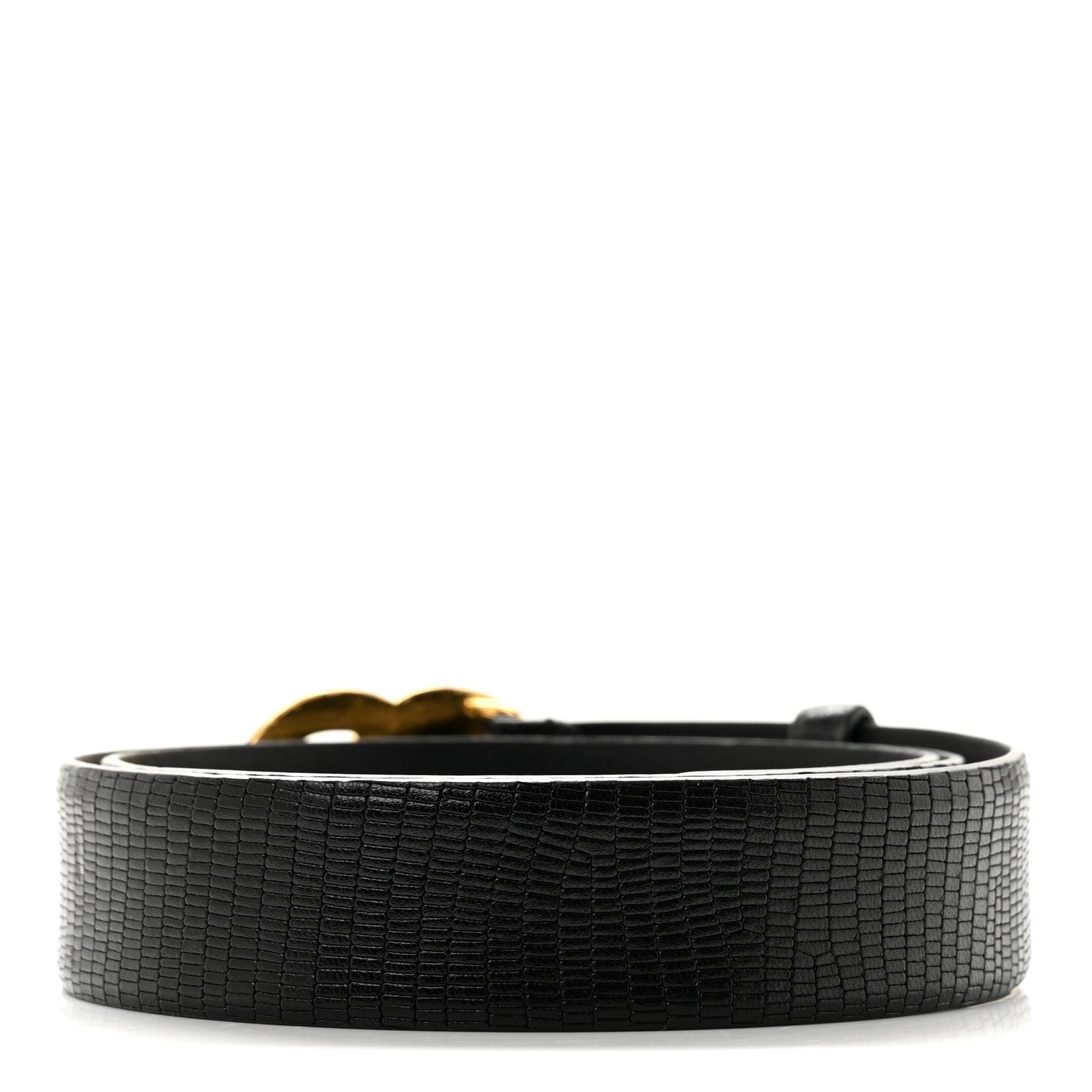 Chanel Lizard Embossed Calfskin Gripoix Poured Glass Along The Nile CC Belt 80 32 Black Gold 2 of 7