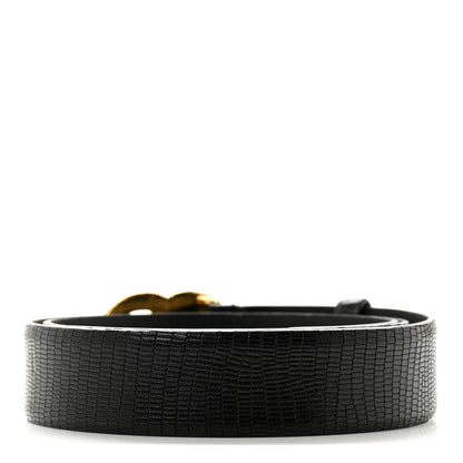 Chanel Lizard Embossed Calfskin Gripoix Poured Glass Along The Nile CC Belt 80 32 Black Gold 2 of 7