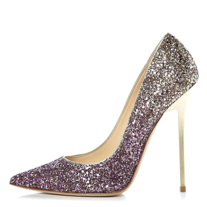 Jimmy Choo Coarse Glitter Degrade Romy 100 Pumps 36 Pink Gold 1 of 10