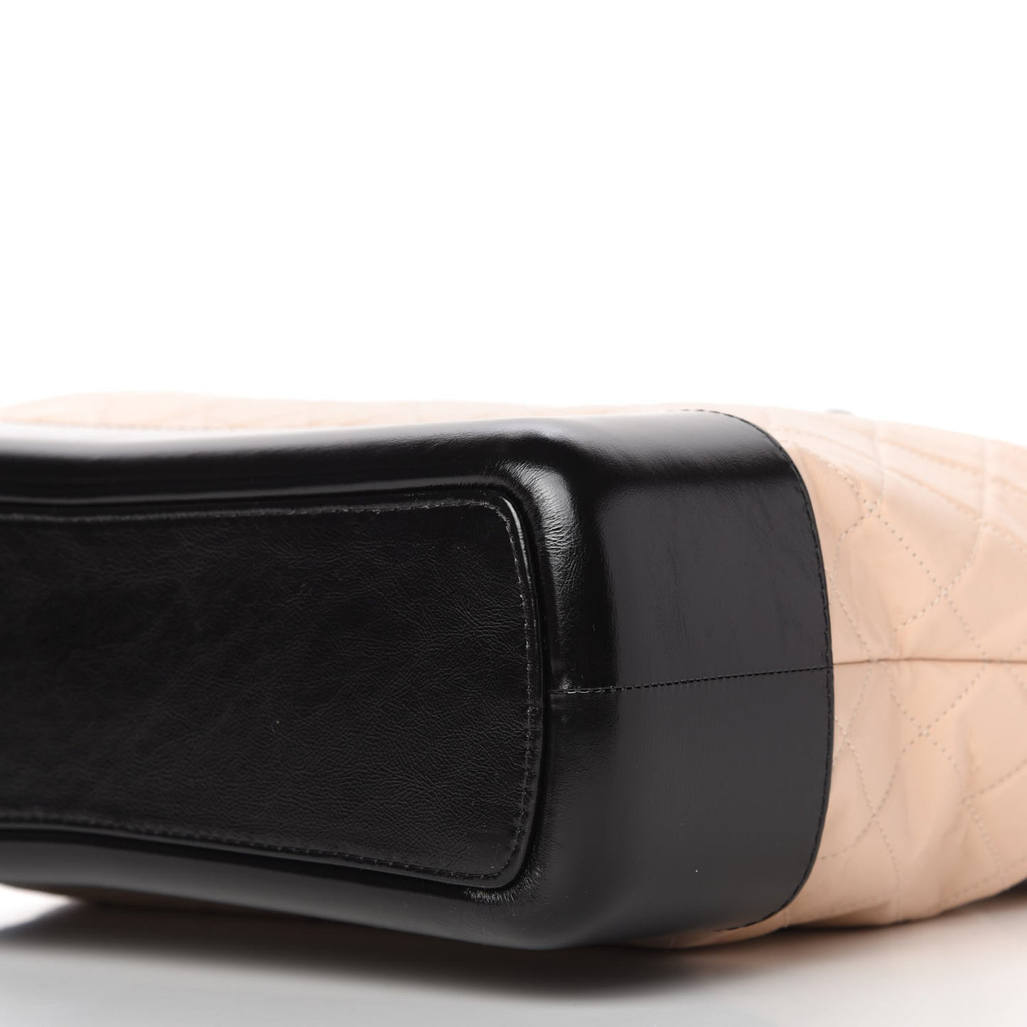 Aged Calfskin Quilted Large Gabrielle Shopping Tote Beige Black