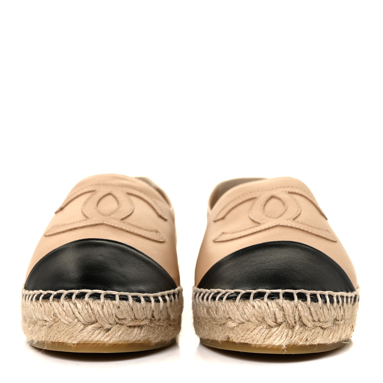 Chanel Lambskin CC Espadrilles 38 Beige Black 2 of 8