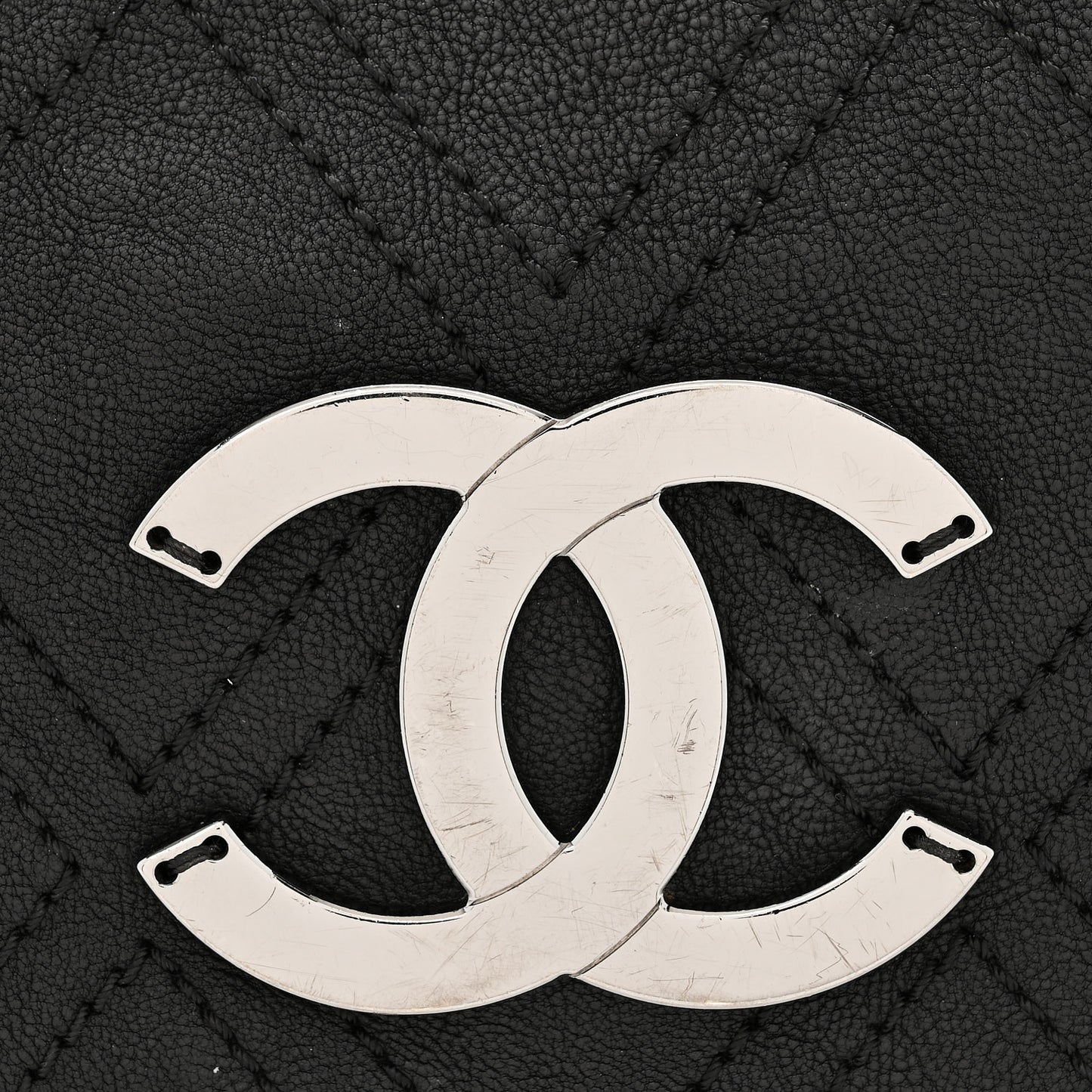Calfskin Diamond Stitch Accordion Flap Black