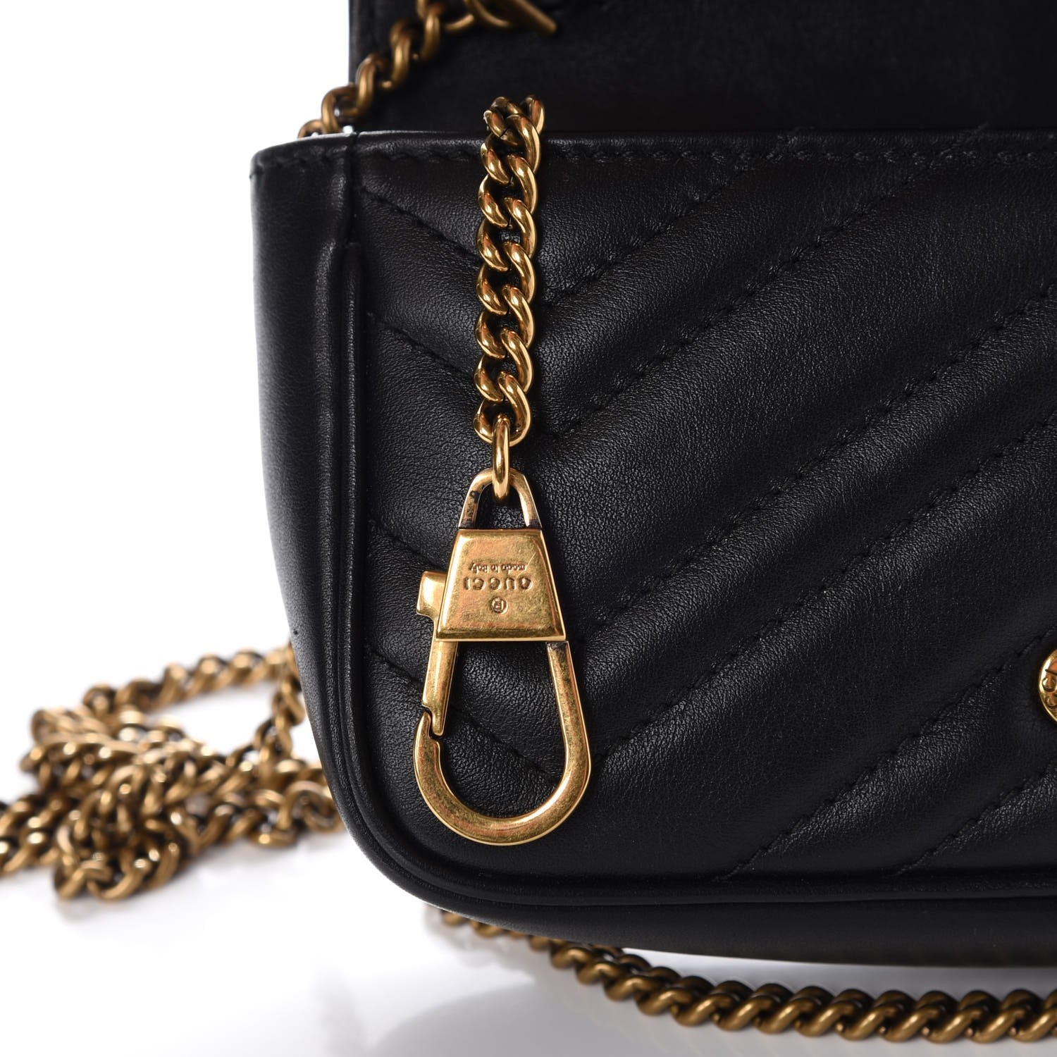 Gucci Calfskin Matelasse Super Mini GG Marmont Shoulder Bag Black 8 of 9