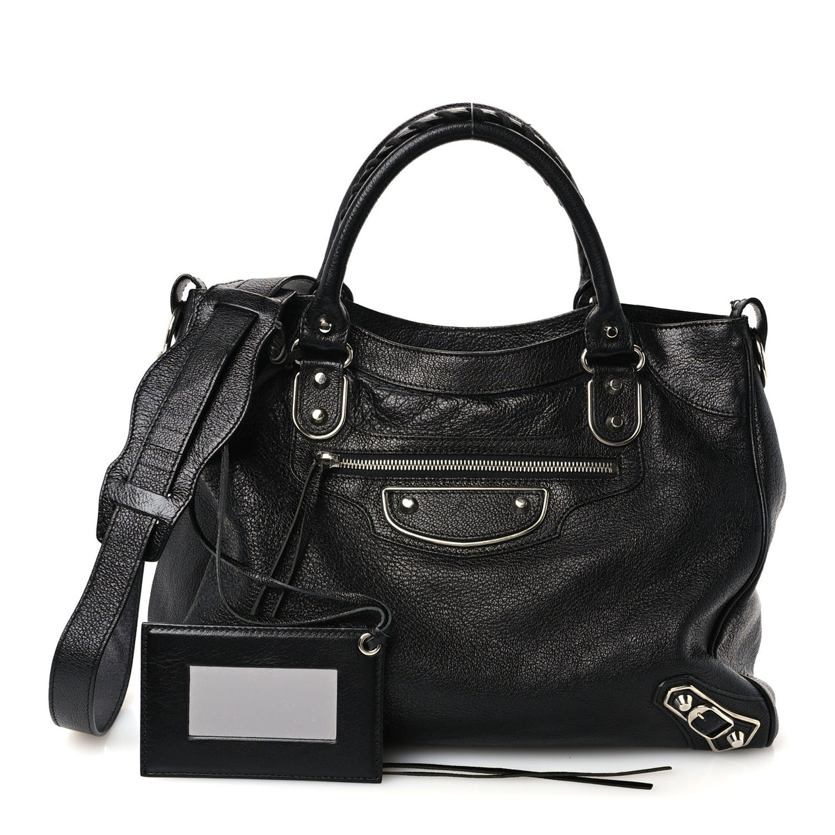 Chevre Silver Metallic Edge Hardware Velo Black