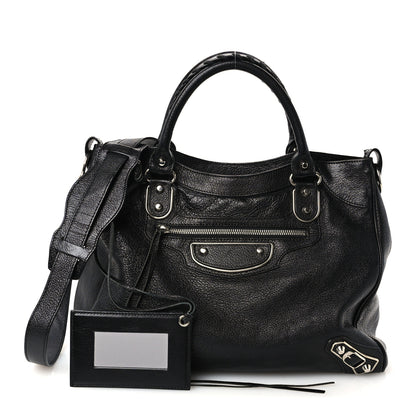 Balenciaga Chevre Silver Metallic Edge Hardware Velo Black 2 of 10