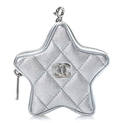 Chanel Metallic Lambskin Walk Of Fame Star Clip On Coin Purse Silver 1 of 11