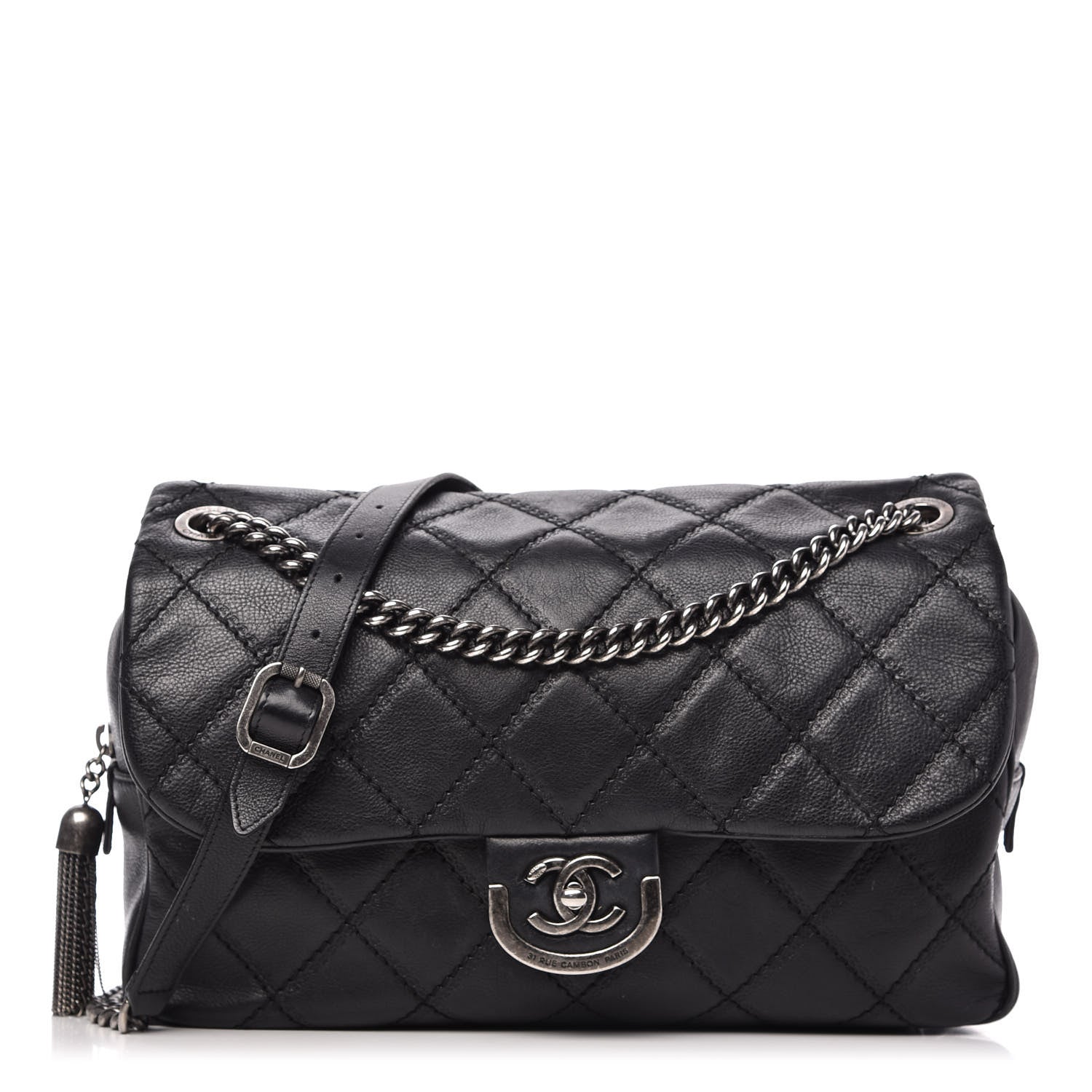Chanel Calfskin Quilted Jumbo Coco Sporran Flap Black 1 of 10