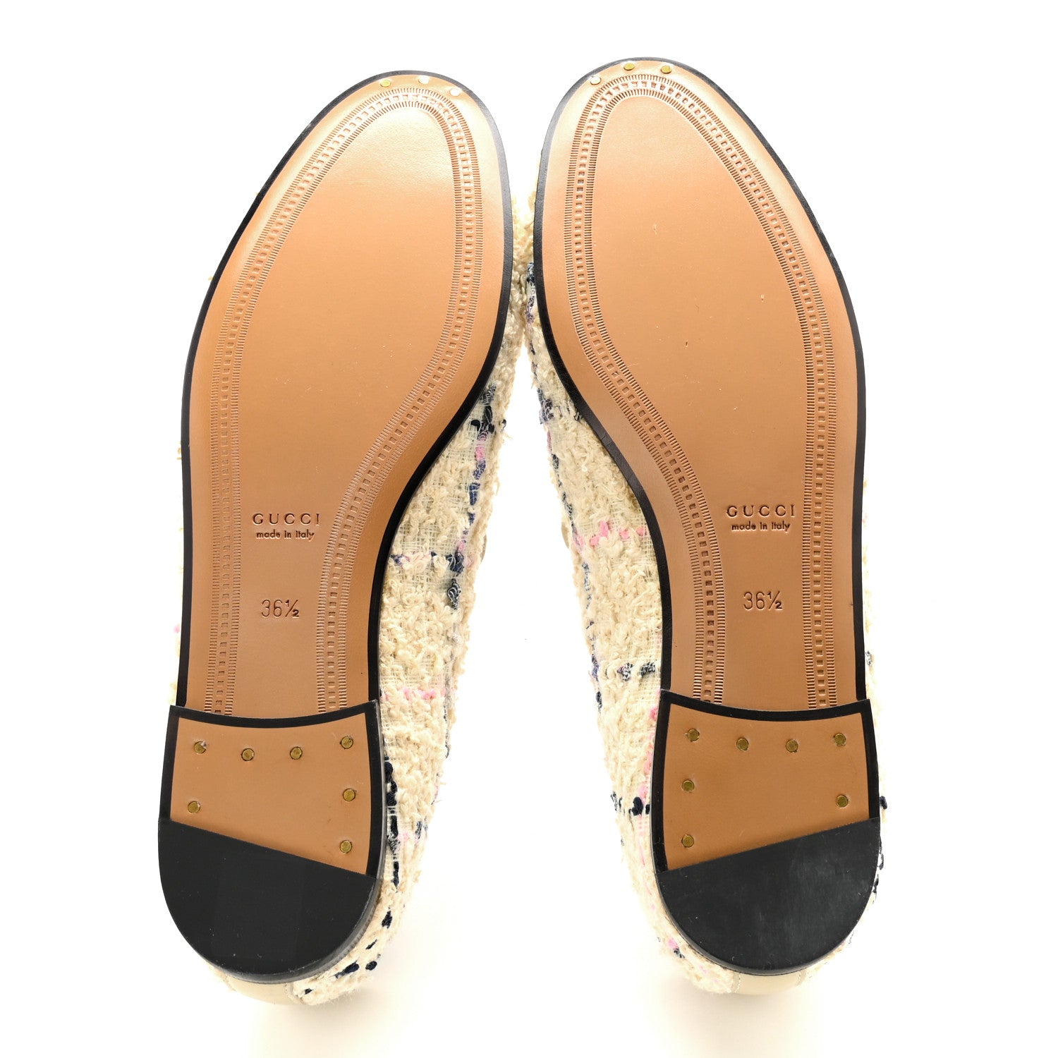 Gucci Wool Tweed Boucle Horsebit Womens Jordaan Loafers 36.5 Ivory 5 of 10