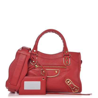 Balenciaga Chevre Gold Metallic Edge Hardware Mini City Rouge Grenade 1 of 7