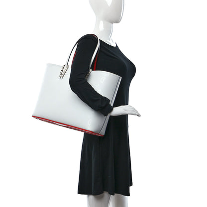 Christian Louboutin Calfskin Spikes Loubintheksy Embossed Small East West Cabata Tote White 2 of 10
