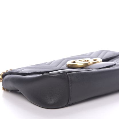 Gucci Calfskin Matelasse Medium GG Marmont Shoulder Bag Black 8 of 13