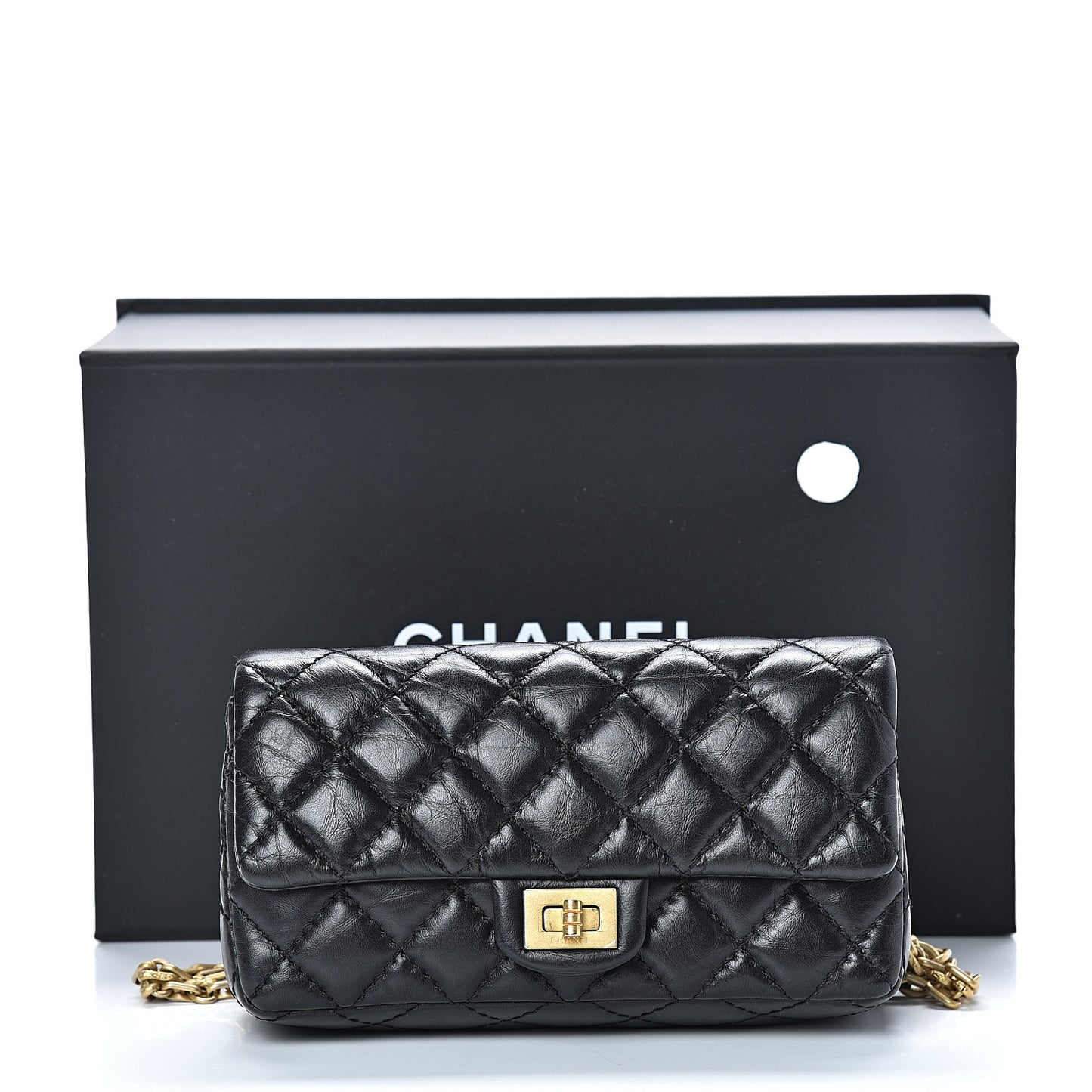 Aged Calfskin Quilted 2.55 Reissue Chain Waist Bag Black