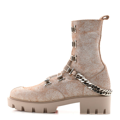 Christian Louboutin Vacchetta Laminato Horse Guarda Flat Boot 35.5 Craie Silver 1 of 8
