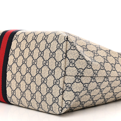 Gucci GG Supreme Monogram Textured Calfskin Web Medium Ophidia Shopping Tote Beige Blue 10 of 10