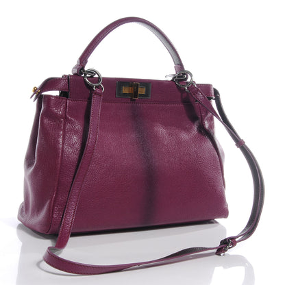 Fendi Goatskin Zucca Medium Peekaboo Iconic Satchel Ciclamino Tobacco Moro 3 of 10