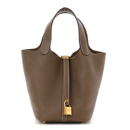 Hermes Taurillon Clemence Picotin Lock 18 PM Etoupe 1 of 12