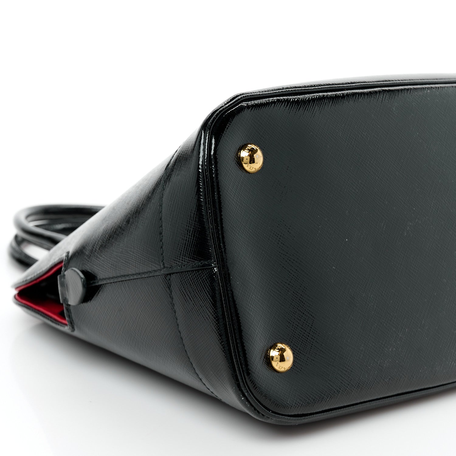 Prada Saffiano Vernice Open Promenade Tote Black Rosso 9 of 11