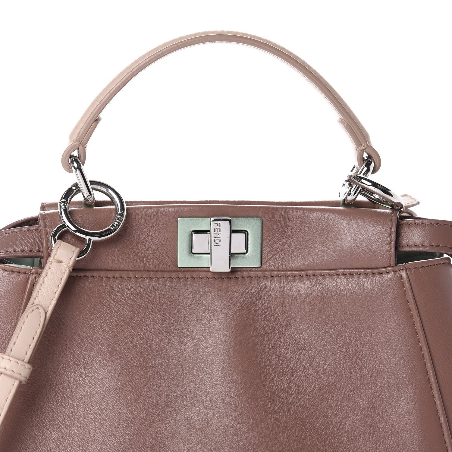 Fendi Nappa Colorblock Mini Peekaboo Iconic Satchel English Rose Plaster Oxigen 12 of 12