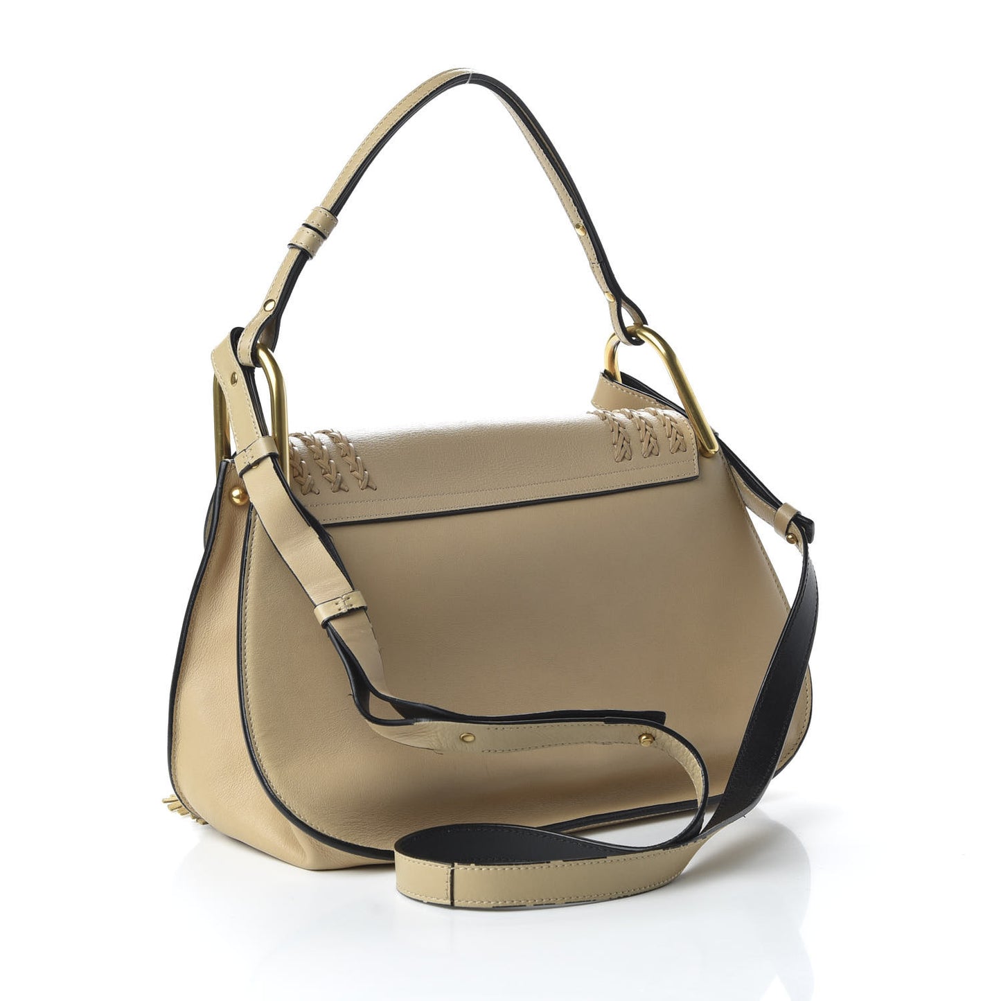 Calfskin Medium Braided Hudson Double Carry Shoulder Bag Blondie Beige