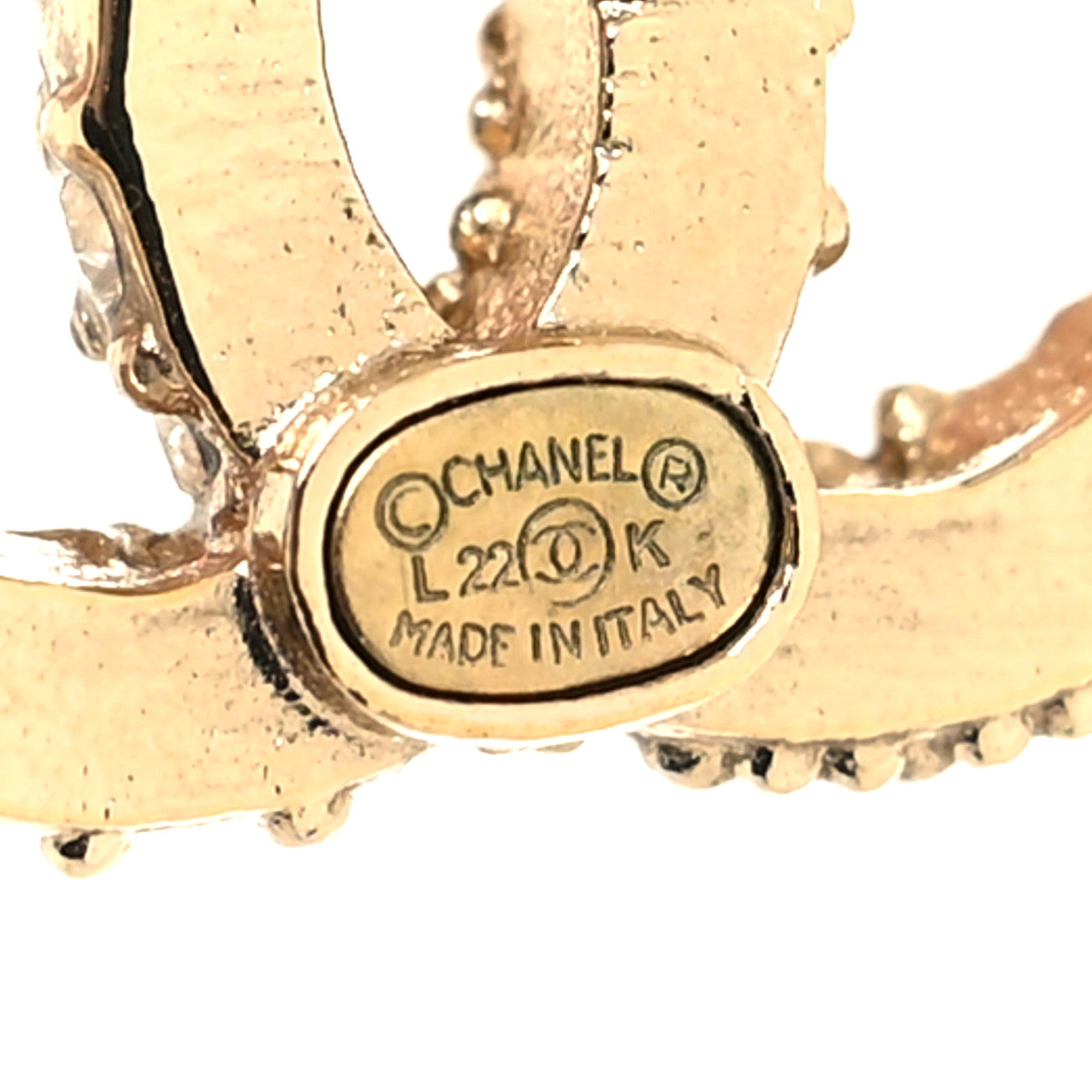 Crystal Bead CC Hoop Drop Earrings Light Gold