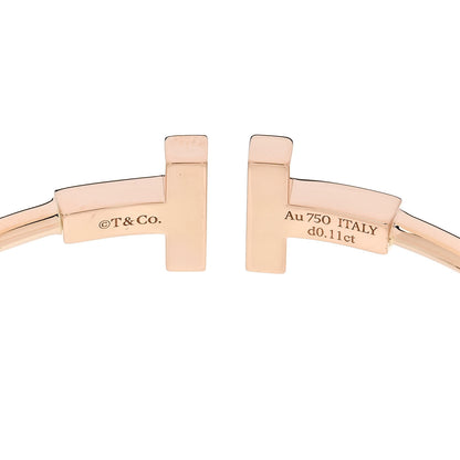 Tiffany 18K Rose Gold Diamond Onyx T Wire Bracelet 3 of 4