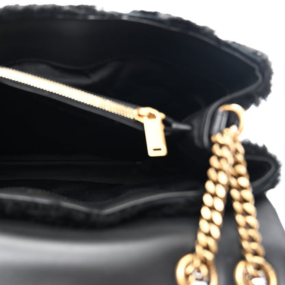 Saint Laurent Shearling Y Quilted Monogram Medium Loulou Chain Satchel Black 6 of 11