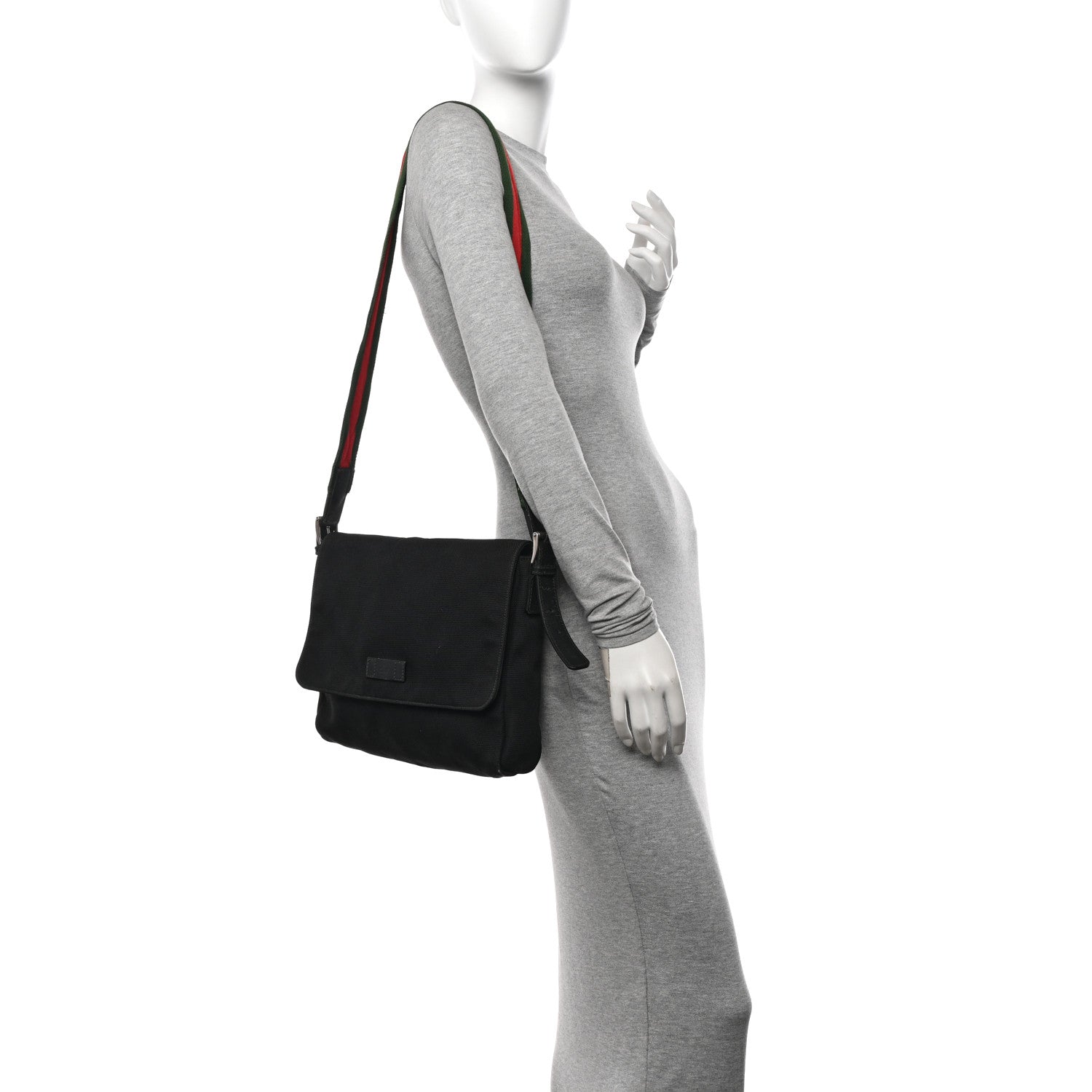 Gucci Techno Canvas Web Large Flap Messenger Bag Black 2 of 14
