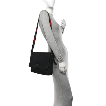 Gucci Techno Canvas Web Large Flap Messenger Bag Black 2 of 14