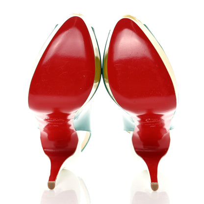 Christian Louboutin Patent Lady Peep Sling 150 Pumps 39 Jade Mimosa 11 of 11