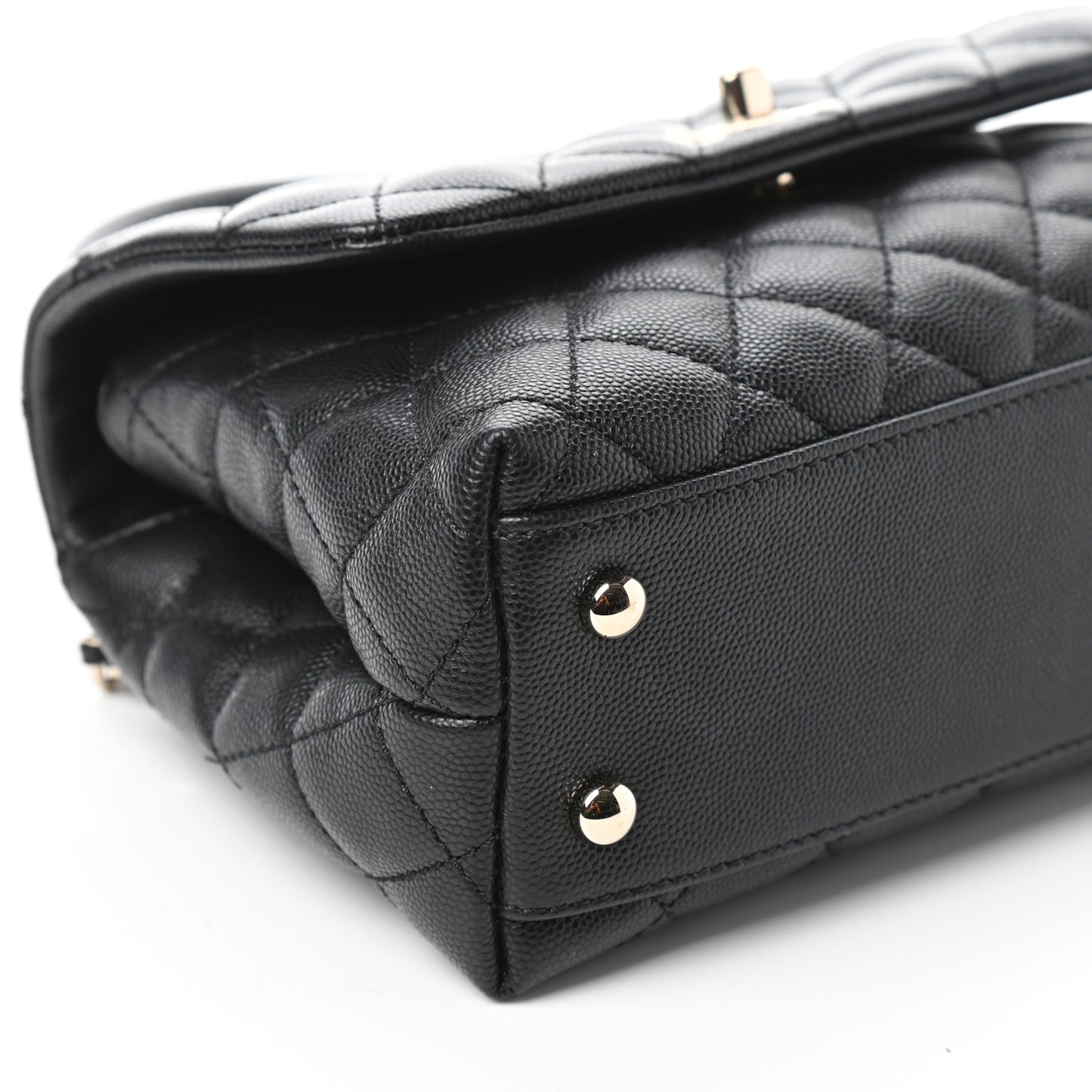 Caviar Quilted Mini Coco Handle Flap Black