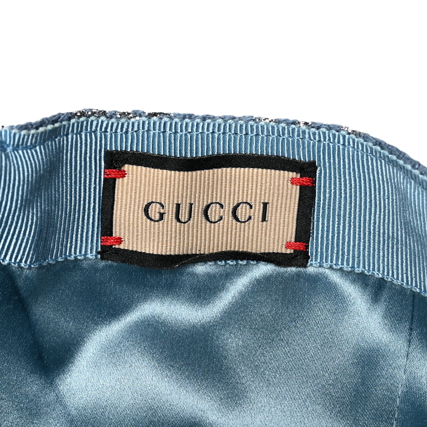 Gucci Canvas Lame GG Monogram Rush Baseball Hat XL Blue Silver 9 of 9