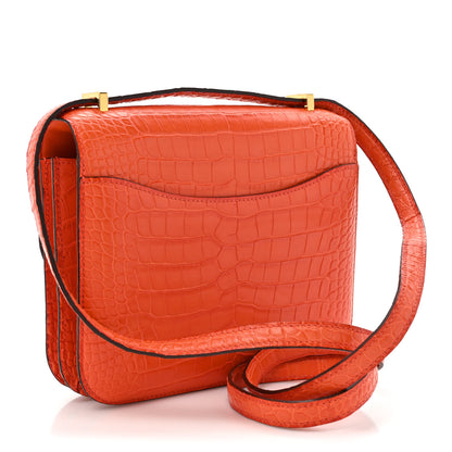 Hermes Matte Alligator Constance 18 Rouge Indien 3 of 14