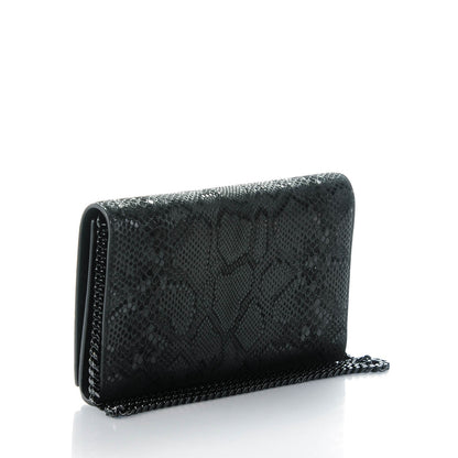 Saint Laurent Python Print Suede Monogram Chain Wallet Black 3 of 7